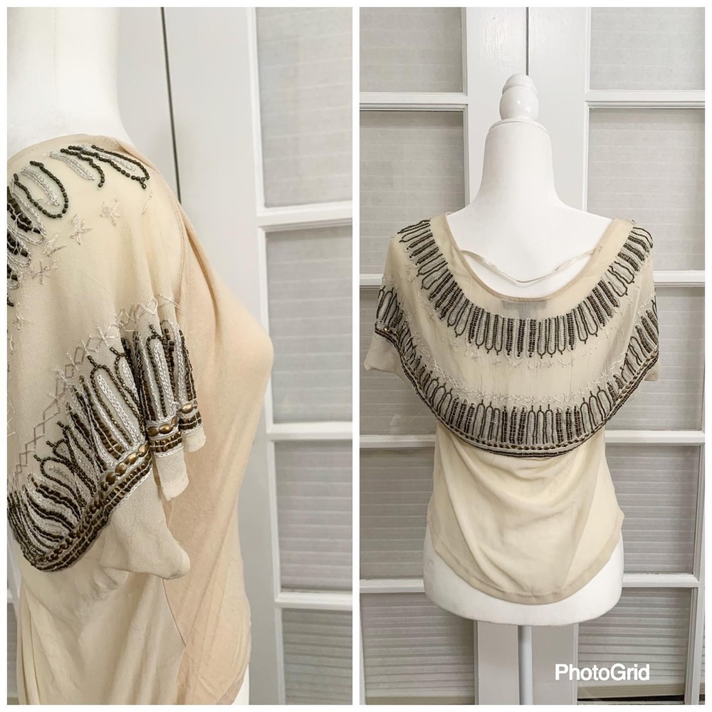 Ecoté blouse with silver and gold beading